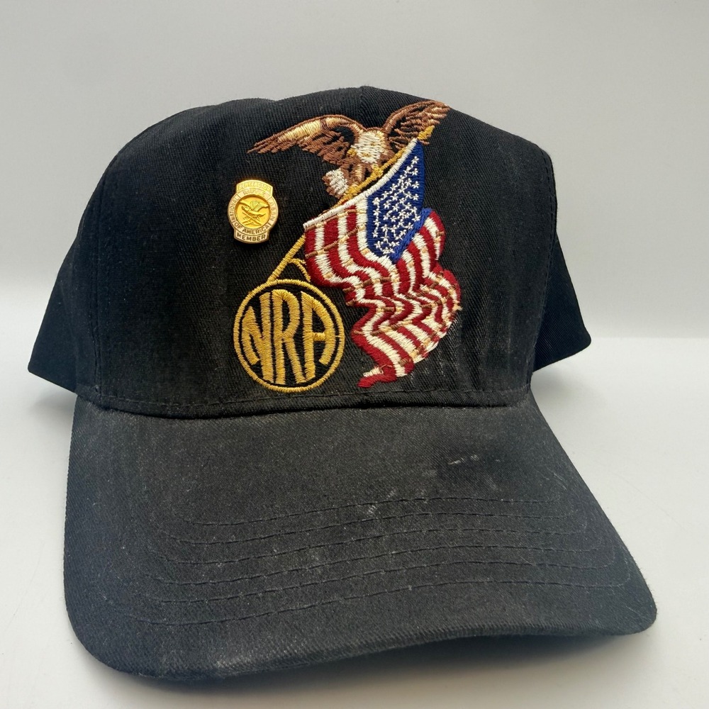 Vintage NRA Millennium Patron Member Snapback Hat Black Made in USA With Pin
